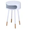 Homezia Bentwood White Retro Round Wooden End Table