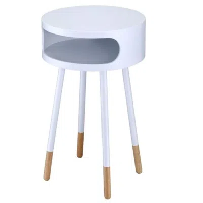 Homezia Bentwood White Retro Round Wooden End Table