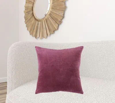 Homezia Berry Solid Reversible Cotton Velvet Throw Pillow