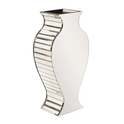 Homezia Beveled Mirrored Panel Curvy Tall Vase In Neutral
