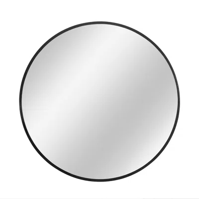 Homezia Black Aluminum Frame Round Mirror