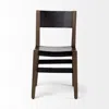 Homezia Black And Brown Metal And Wood Open Back Dining Side Chair