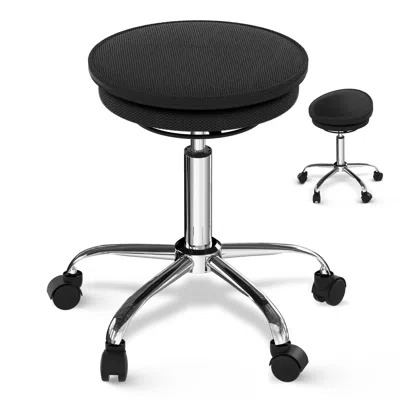 Homezia Black And Chrome Active Sitting Rolling Balance Desk Chair
