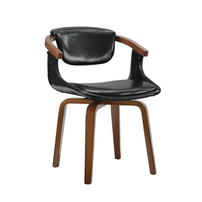 Homezia Black And Dark Brown Upholstered Faux Leather Dining Arm Chair