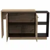 Homezia Black And Light Oak Contemporary Kitchen Island With Bar Table