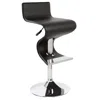 Homezia Black And Silver Faux Leather And Metal Low Back Adjustable Height Bar Chair