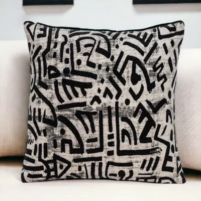 Homezia Black And White Abstract Velvet Throw Pillow