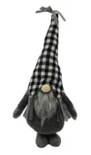 Homezia Black And White Buffalo Plaid Standing Gnome