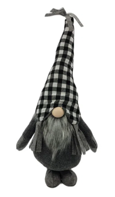 Homezia Black And White Buffalo Plaid Standing Gnome