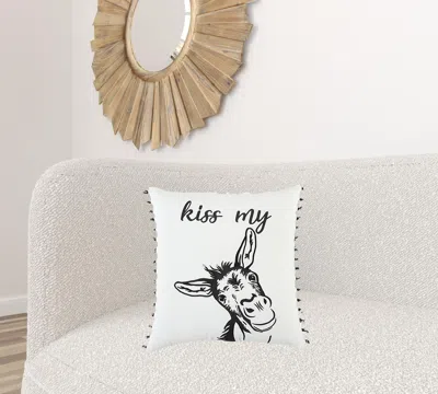 Homezia Black And White Humorous Donkey Throw Pillow