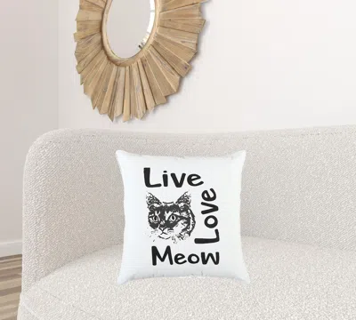 Homezia Black And White Live Love Meow Throw Pillow