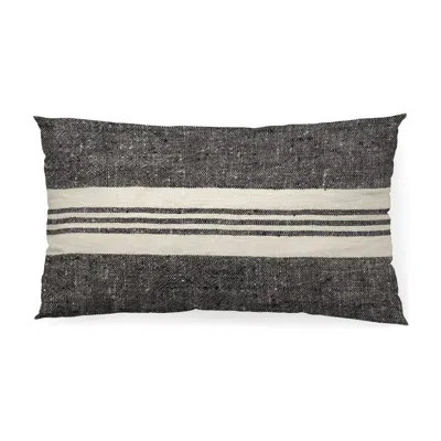Homezia Black And White Striped Lumbar Accent Pillow Cover In Gray