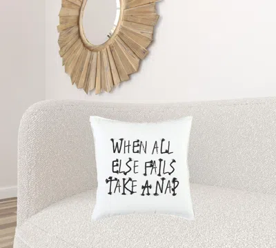 Homezia Black And White Take A Nap Throw Pillow In Brown