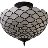 Homezia Black And White Tiffany Style Two Light Semi Flush Ceiling Lamp