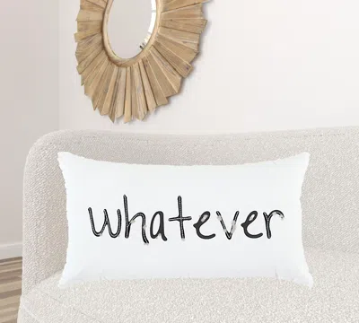 Homezia Black And White Whatever Embroidered Lumbar Pillow