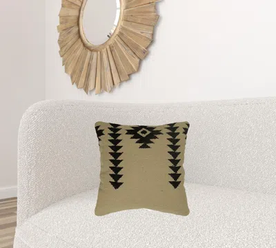 Homezia Black Beige Mod Tribal Down Filled Throw Pillow