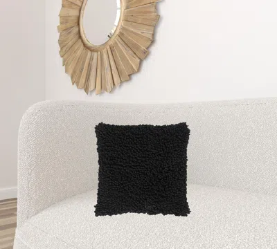 Homezia Black Boho Textured Modern Down Throw Pillow