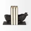 Homezia Black Cast Aluminum Bull Bookends