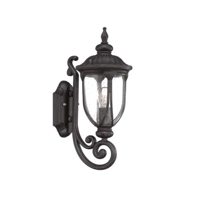 Homezia Black Cast Aluminum Glass Lantern Wall Light In Brown