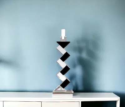Homezia Black Crystal Geometric Tabletop Pillar Candle Holders