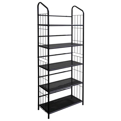 Homezia Black Five Shelf Metal Standing Book Shelf