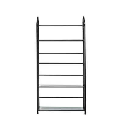 Homezia Black Four Shelf Metal Standing Book Shelf