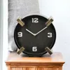 Homezia Black Gold Metal Round Desk Table Clock