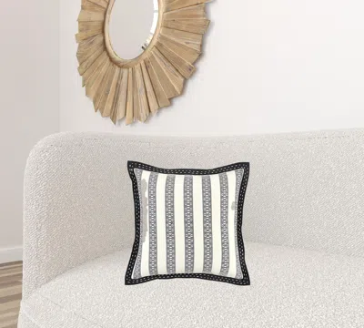 Homezia Black Ivory Alternate Striped Throw Pillow