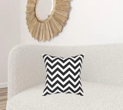 Homezia Black Ivory Chevron Down Filled Throw Pillow