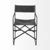 Homezia Black Leather Metal Open Back Dining Arm Chair