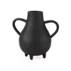 Homezia Black Matte Metal Two Handle Vase