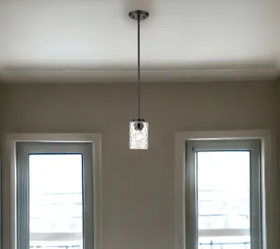 Homezia Black Metal And Glass Mini Pendant Hanging Light In Brown