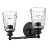 Homezia Black Metal And Pebbled Glass Two Light Wall Light