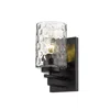 Homezia Black Metal And Pebbled Glass Wall Sconce
