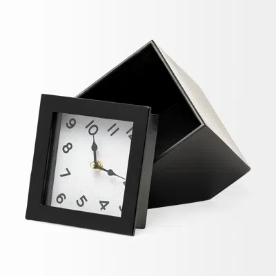 Homezia Black Metal Cube Desk Table Clock