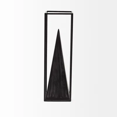 Homezia Black Metal Framed Pyramid Sculpture In Blue