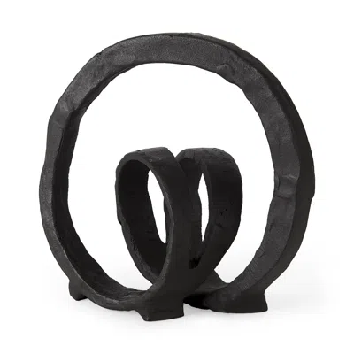 Homezia Black Metal Ribbon Loop Sculpture