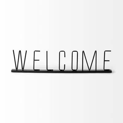 Homezia Black Metal Welcome Sign In Brown