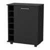 Homezia Black Rolling Bar Cart With Wine Storage