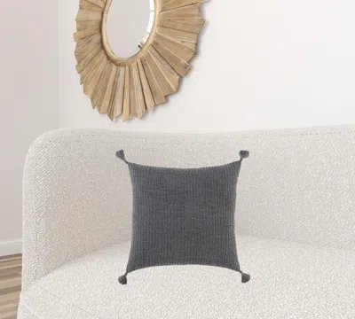 Homezia Black Solid Tonal Abstract Stripe Throw Pillow