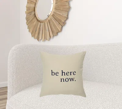 Homezia Black Taupe Canvas Here Now Throw Pillow