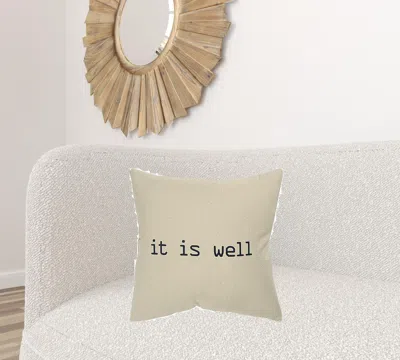 Homezia Black Taupe Canvas It Is Well Throw Pillow