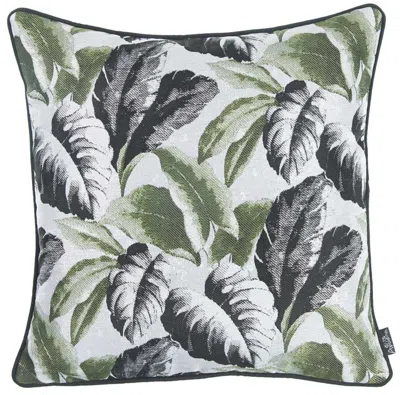 Homezia Black White And Green Tropical Leaf Throw Pillow Cover