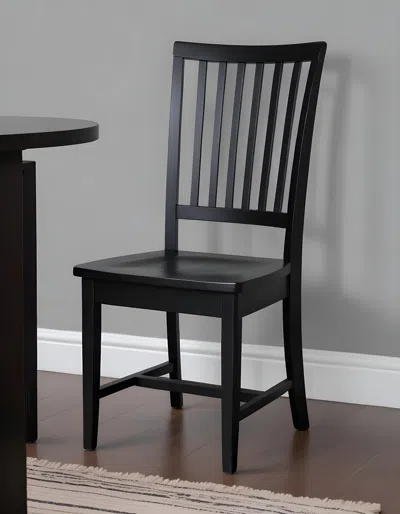 Homezia Black Wood Slat Back Dining Side Chair