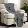 Homezia Black Woven 100% Cotton Throw Blanket