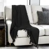 Homezia Black Woven 100% Woven Textured Cotton Throw Blanket