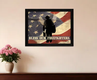 Homezia Bless Our Firefighters Black Framed Print Wall Art