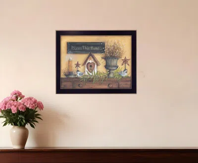 Homezia Bless This Home 4 Black Framed Print Wall Art In White