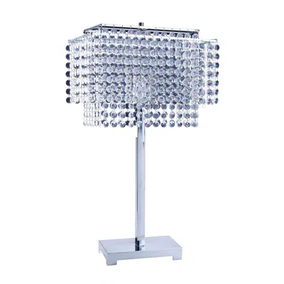 Homezia Bling Glam Faux Crystal Rectangular Table Lamp In Blue
