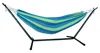 Homezia Blue And Green Stripe Two Person Hammock With Stand